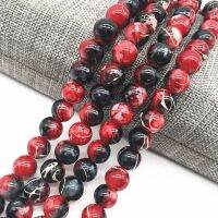 Wholesale 4/6/8mm Black amp;red Salad Glass Beads Loose Spacer Painted Pearl Charm DIY Jewellery Making 09