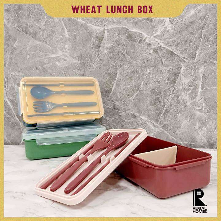 Wheat Straw Material Eco-Friendly Portable Lunch Box with Utensils ...