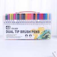 【❖New Hot❖】 zangduan414043703 ปากกาแปรงมาร์เกอร์ปลายคู่ Pulpen Warna Warni 100ชิ้นปากกาสีน้ำที่เขียนคิ้วบางศิลปะสำหรับการวาดภาพการประดิษฐ์ตัวอักษร