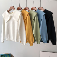 Sweaters&amp;Jumpers Pullovers 5Color Fresh Sweet Harajuku Stretch Slim All-match Girl Scarf Collar Knitted Top Puff Long Sleeve