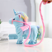 35cm Lovely Electric Walking Unicorn Plush Toy Soft Stuffed Animal Electronic Unicorn Doll Sing the Song for Baby Birthday Gifts