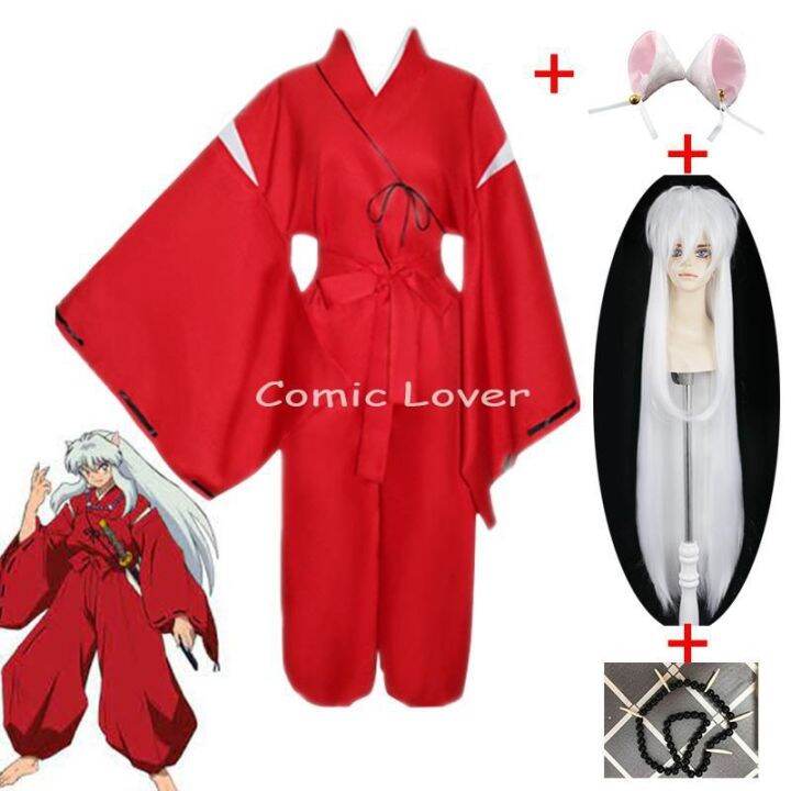 cos-imitation-อะนิเมะ-inuyasha-เครื่องแต่งกายคอสเพลย์ฮาโลวีนเทศกาลตลกเครื่องแต่งกายเต็มรูปแบบรวมถึงชุดสีแดงสีขาววิกผมหูสร้อยคอ