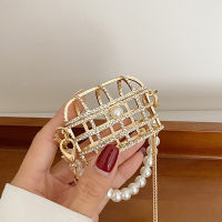 New Luxury Designer Metal Frame Earphone Cross Body Bags Women Fashion Decorative Mini Shoulder Bags Micro Lipstick Handbags