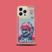 Tide Brand Cartoon Mario Air Cushion Is Suitable For Apple 14Promax Mobile Phone Case Iphone13 Straight Edge Anti-Fall 12/11 Double Layer 14 Protective Cover 【SEP】