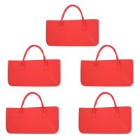 5X Felt Purse, Felt Storage Bag Large Capacity Casual Shopping Bag - Red