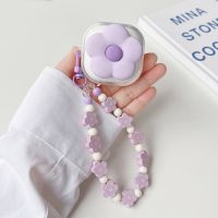 Korea Cute Purple Flower Clear Earbuds Cover For Samsung Galaxy Buds 2 Pro Lovely Bracelet Earphone Case For Samsung Buds Live