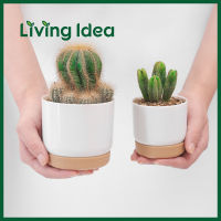 Living idea กระถางมินิมอล กระถางดีไซน์ กระถางสีขาว กระถางพลาสติก มี 2 ขนาด พร้อมจัดส่ง