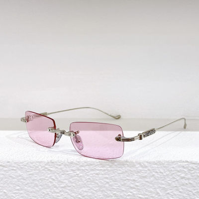 Chrome SOFFFFFFFFERS II Rimless Rectangular Small Sunglasses nd Designer Top Quality Metal Frame Pilis Sun glasses Women Men