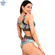 82%polyester+15%elastane Bikini Swimsuit Broken Print Mesh Hollow Sexy Two