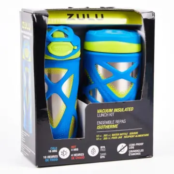 ZULU Kids Lunch Kit Vacuum Insulated Water Bottle and Food Jar Set  (Blue/Green)