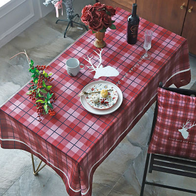 （HOT) ยุโรปเหนือ ins คริสต์มาสปีใหม่ผ้าปูโต๊ะสีแดงตกแต่งห้องนั่งเล่นผ้าปูโต๊ะกาแฟสี่เหลี่ยมผืนผ้าตู้ทีวีผ้าคลุมกันฝุ่น