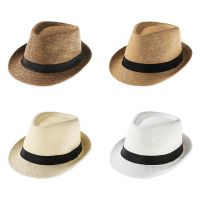 WOUNDED Unisex ชายหาด ปีกกว้าง หมวกนักเลง หมวกแจ๊สเดรส หมวกคาวบอย Fedora หมวกกันแดด หมวกฟางปานามา