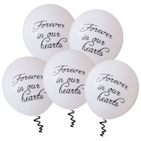 50Pcs White Memorial Latex Balloons 12inch White Funeral Remembrance Balloons Forever in Our Hearts Balloon Funeral Decorations Balloons