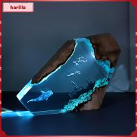 Harilla ไฟข้างเตียง Resin Bening แสงฐานไม้ทะเลลึกถ้ำกางเกงในดำน้ำฉาก Nightlight