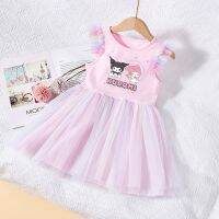 Girls Dresses Summer Ins Kids Tops Korean Version Princess Dress Cute Cartoon Pattern Sleeveless Mesh Comfortable Babys Clothes