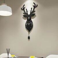 Nordic Deer Head นาฬิกาผนังนาฬิกาบ้านห้องนั่งเล่นบุคลิกภาพแฟชั่นความคิดสร้างสรรค์นาฬิกาโมเดิร์นบรรยากาศตกแต่งนาฬิกาไร้เสียง