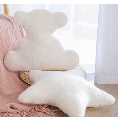 Super Soft White Clould Star Pillow Stuffed Animals Style Throw Pillow Cushion Bear Cat Dog Back View Toy Home Decor Pillow