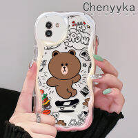 Chenyyka เคสปลอกสำหรับ Samsung A03แกน A03s A02 M02 A02s M02s การ์ตูนหมีสีน้ำตาลน่ารักสีสันสดใสเคสโทรศัพท์โปร่งใสขอบเป็นคลื่นเคสนิ่มป้องกันซิลิโคนเรียบง่ายปลอกใส