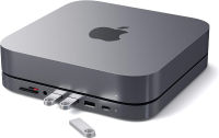 Satechi Type-C Aluminum Stand &amp; Hub - USB-C Data Port, Micro/SD Card Readers, USB 3.0 &amp; Headphone Jack Port - Compatible with 2020 &amp; 2018 Mac Mini (Space Gray)