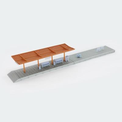 Outland Models Train Station Passenger Platform with Accessories (Half-Covered) 1:220 Z Scale Railway Scenery