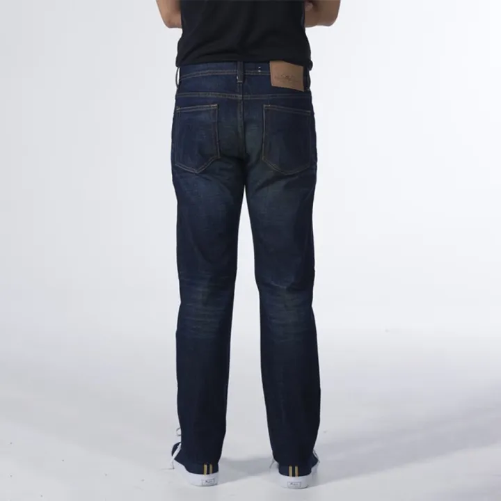mc-jeans-กางเกงยีนส์ชาย-กางเกงขายาว-ทรงขาตรง-ผ้ายีนส์สีเข้ม-ฟอกบริเวณหน้าขา-ทรงสวย-คลาสสิค-mbi6204
