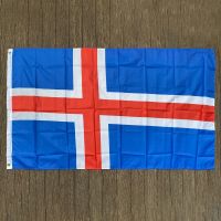 xvggdg   Iceland Flag Polyester Flag 5*3 FT  High Quality  In-kind Shooting   banner Nails Screws Fasteners