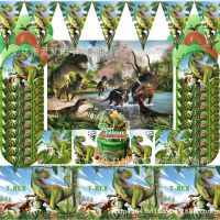 Jurassic World ธีมไดโนเสาร์ที่ใช้แล้วทิ้งบนโต๊ะอาหาร Jungle Safari Dinosaur Wild Roar Kid Happy Birthday Party Decoration-Zkeir