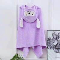 Coral Velvet Cute Cartoon Hooded Cloak Infant Baby Bath Towel Childrens Cloak Bathrobe