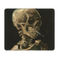 【lz】♂  Antiderrapante mouse pad para a mesa do PC crânio de um esqueleto mousepad de borracha macia com cigarro design van gogh