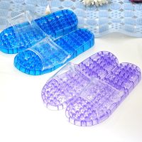 【LZ】 Home Bathroom Non Slip Slipper Bathroom Hollow Out Thick Sole Unisex Crystal Plastic Couple Massage Slippers Female Indoor