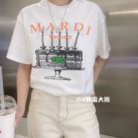 【New】Mardi MERCREDI เสื้อแขนสั้น พิมพ์ลายหมากรุก ลูกสุนัข ดอกไม้ สไตล์วินเทจ