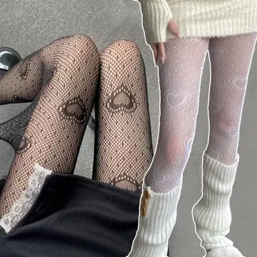 Lace Tights Hot Sexy Womens Rose Print Tights Design Black White Hollow Hosiery  Fishnet Fashion Lolita