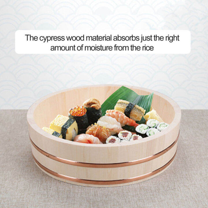 1 Set Wooden Rice Bucket Sushi Rice Bucket Lidded Rice Cooked Rice Mixing Tub