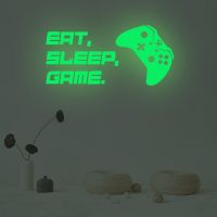 ZZOOI Letter Gamepad Luminous Wall Stickers For Kids Rooms Boys Bedroom Wallpaper Home Decor Gaming Zone Glow In The Dark Game Sticker