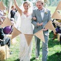 【Fun party】3MJute Hessian Burlap Bunting การถ่ายภาพงานแต่งงานแบนเนอร์13 FlagsCelebration PartyTent Decor