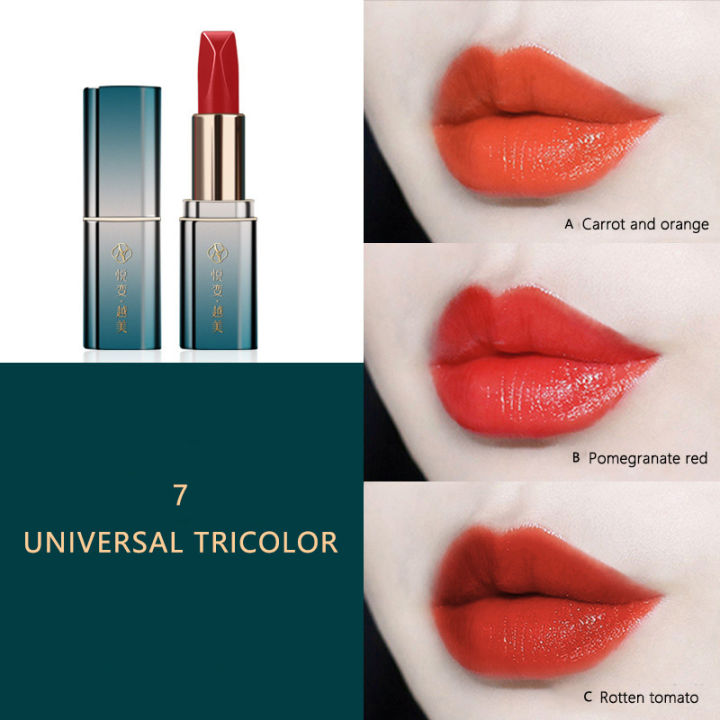 Magic Kiss Carved Lipstick Long-lasting Waterproof Retouch 3 In 1 Three Colors Lipstick Matte Shimmer Lip Gloss Cosmetics