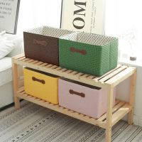 Handmade Storage Basket Seagrass Woven Storage Box Foldable Laundry Baskets with Handle Sundries Toy Closet Snacks Organizer