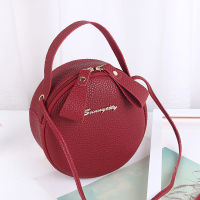 【cw】2022 Spring New Ladies Cute Small Round Bag shoulder diagonal bag selected PU smooth and waterproof material solid color series