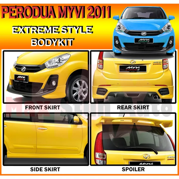 PERODUA MYVI LAGI BEST EXTREME BODYKIT EXTREME FOR MYVI 2011 2014 FRONT SKIRT SIDE SKIRT REAR