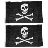 2X Pirate FLAG Skull and Crossbones Jolly Rodger 5X3Ft Size