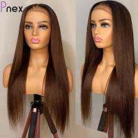 【LZ】❀✽  Chocolate Brown 13x4 Lace Front Human Hair Wigs  4 Brown Colored PNEX Straight Lace Frontal Wigs For Women 180  Straight Wigs