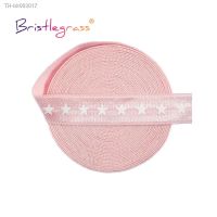 ∈✤ BRISTLEGRASS 2 5 10 Yard 5/8 15mm White Star Print Fold Over Elastic FOE Spandex Satin Band Hair Tie Headband Dress Sewing Trim