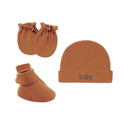 5 Pcs/set Infant Warm Cap Gloves Shoes Newborn Baby Cotton Beanies Hospital Hat and Mittens Set Solid Candy Color