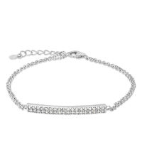 Silver thai Sterling Silver Cubic Zirconia Double Lined Micro Setting Bracelet, สเตอร์ลิงเงินแท้925 ประดับเพชรcz