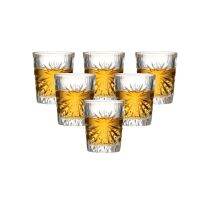 Set of 6 Heavy Base Shot Glass Set Machine Made with Engraved Liquor Glasses for Vodka Bar and Wedding Spirit Drinks 55ml