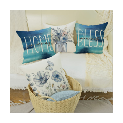 18 X 18 Set of 4 Spring Pillow Covers Farmhouse Throw Pillows Home Decor Sofa Couch Cushion Cases