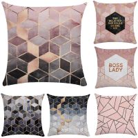 （ALL IN STOCK XZX）Nordic cushion cover 45x45cm Abstract geometric pillowcase Plush pillowcase 50x50cm sofa   (Double sided printing with free customization of patterns)