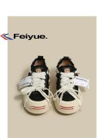 ●♘▨ Feiyue Tanjianci same style canvas shoes womens autumn 2023 new small white shoes open smile thick bottom sports board shoes