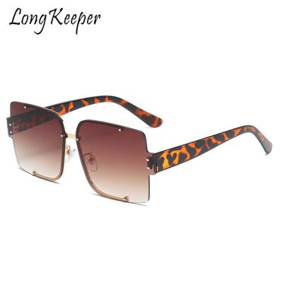 Longkeeper Oversized Leopard Sunglasses Women 2020 Fashion Gradient Brown Lens Vintage Sun Glasses Men Shades UV Protection