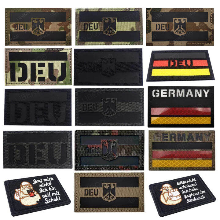 liberwood-เยอรมนี-eagle-สะท้อนแสง-deu-อินฟราเรด-ir-patch-deutschland-เยอรมันทหาร-multicam-ยุทธวิธี-badge-เสื้อผ้า-applique